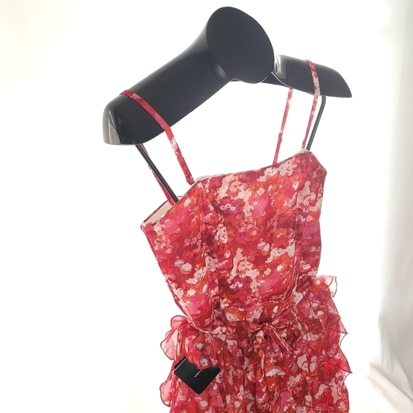 White House Black Market Formal Layered Ruffle Strap/less Dress - Picture 3 of 12